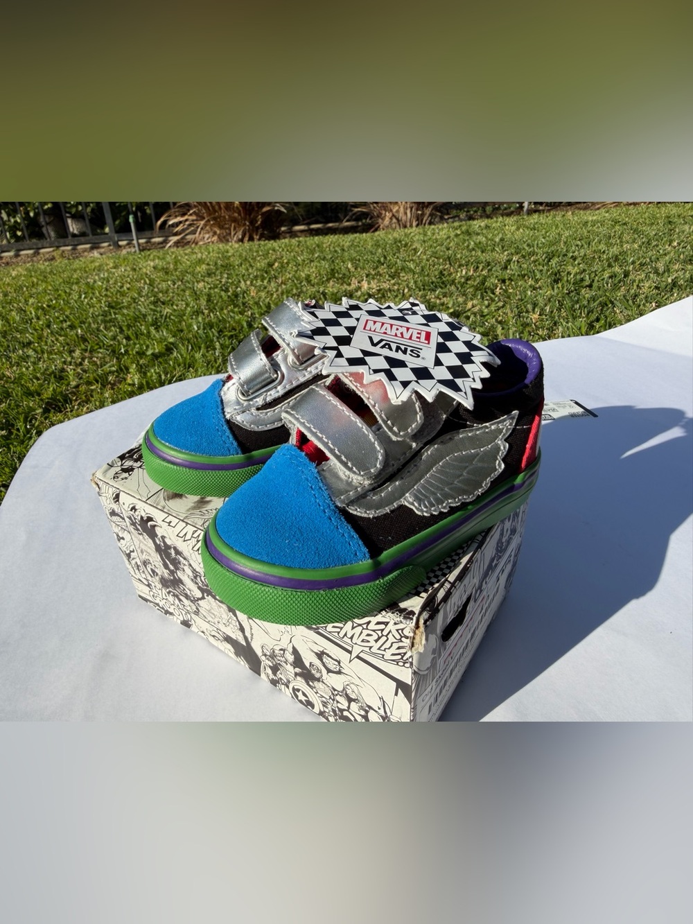 New Vans Kids Old Skool Cool V Marvel Wing Sneakers